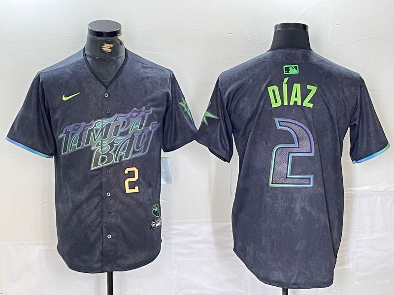 Men Tampa Bay Rays #2 Yandy Diaz Nike MLB Limited City Connect Black 2024 Jersey style 6